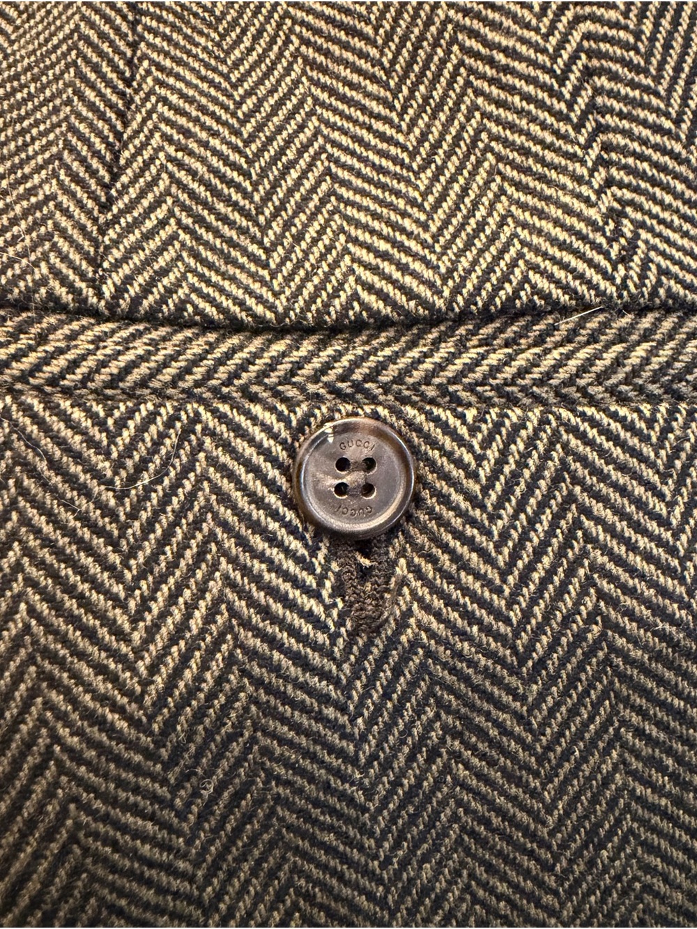 Authentic Gucci Men’s Heavy Wool Herringbone Straight Leg Trousers 36 x 31! - Picture 8 of 9